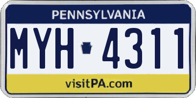 PA license plate MYH4311