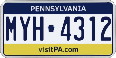 PA license plate MYH4312