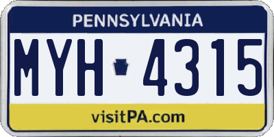 PA license plate MYH4315