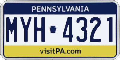 PA license plate MYH4321