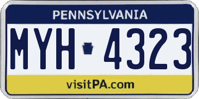 PA license plate MYH4323
