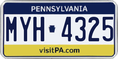 PA license plate MYH4325