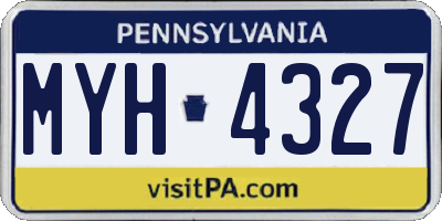 PA license plate MYH4327