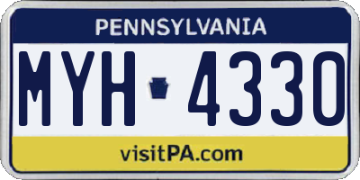 PA license plate MYH4330