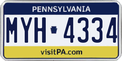 PA license plate MYH4334
