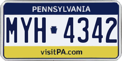 PA license plate MYH4342