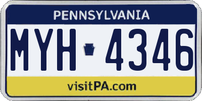 PA license plate MYH4346