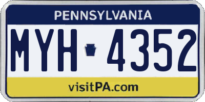 PA license plate MYH4352