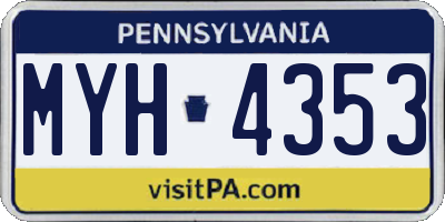 PA license plate MYH4353