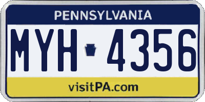 PA license plate MYH4356