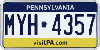PA license plate MYH4357