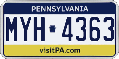 PA license plate MYH4363