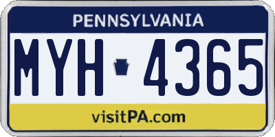 PA license plate MYH4365