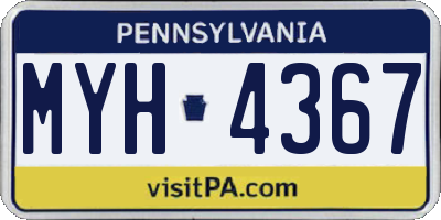 PA license plate MYH4367