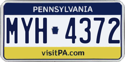 PA license plate MYH4372