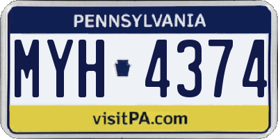 PA license plate MYH4374