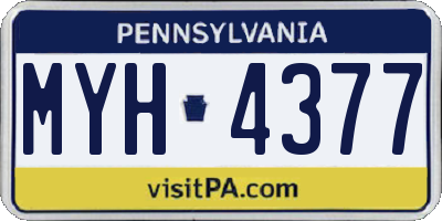 PA license plate MYH4377