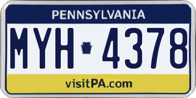 PA license plate MYH4378