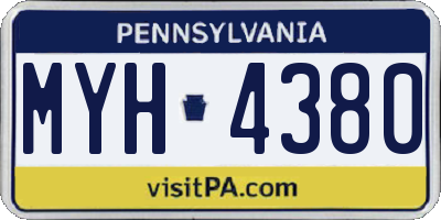 PA license plate MYH4380