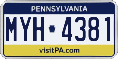 PA license plate MYH4381