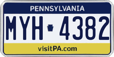 PA license plate MYH4382