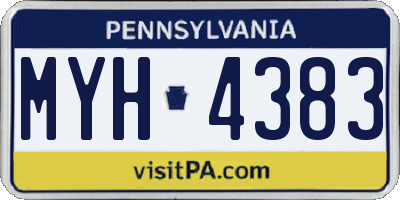 PA license plate MYH4383