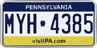 PA license plate MYH4385