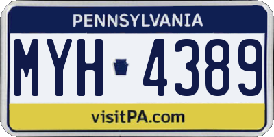 PA license plate MYH4389