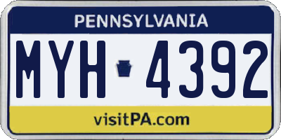 PA license plate MYH4392