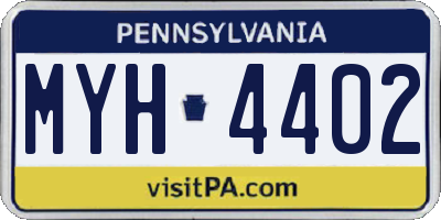 PA license plate MYH4402