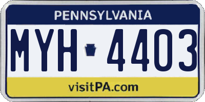 PA license plate MYH4403