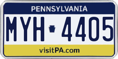 PA license plate MYH4405