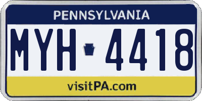 PA license plate MYH4418