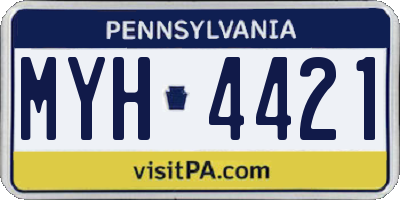 PA license plate MYH4421