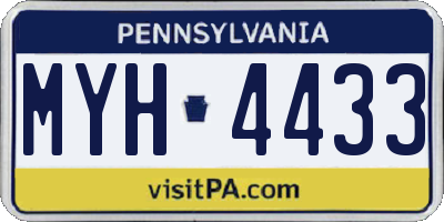 PA license plate MYH4433
