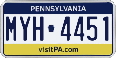 PA license plate MYH4451