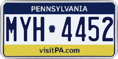 PA license plate MYH4452