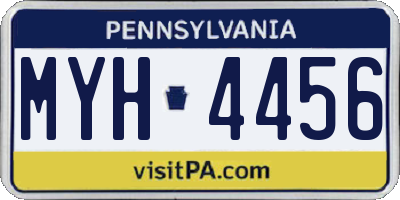 PA license plate MYH4456