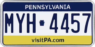 PA license plate MYH4457