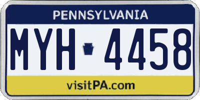 PA license plate MYH4458