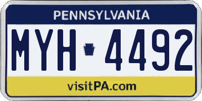 PA license plate MYH4492