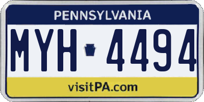 PA license plate MYH4494