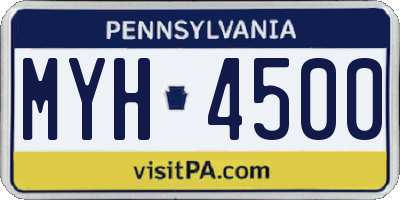 PA license plate MYH4500