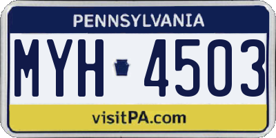 PA license plate MYH4503