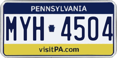 PA license plate MYH4504