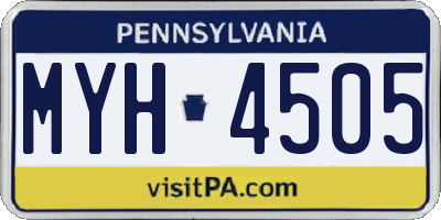 PA license plate MYH4505