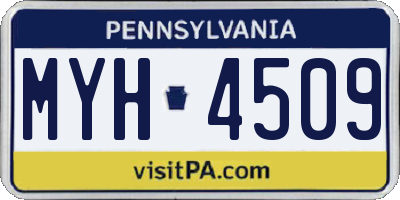 PA license plate MYH4509