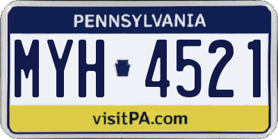 PA license plate MYH4521