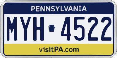 PA license plate MYH4522