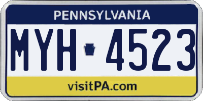 PA license plate MYH4523